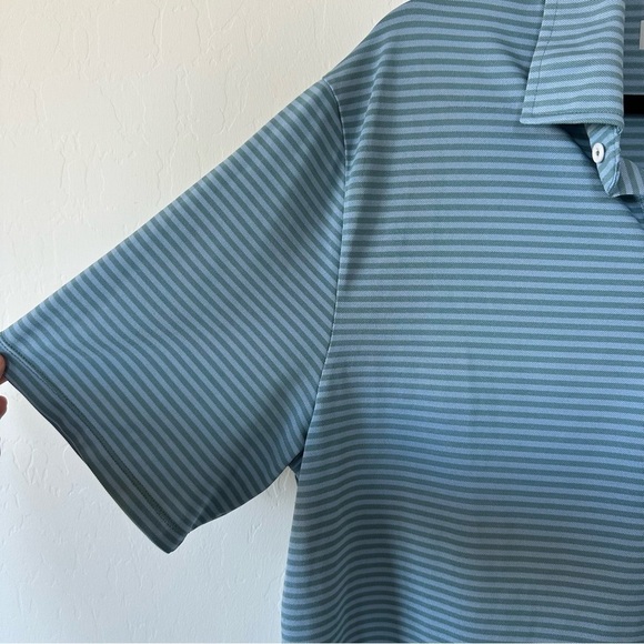 Kjus Lee Sage Green Light Blue Men’s Striped Short Sleeve Golf Polo Xtra Large - Picture 3 of 11